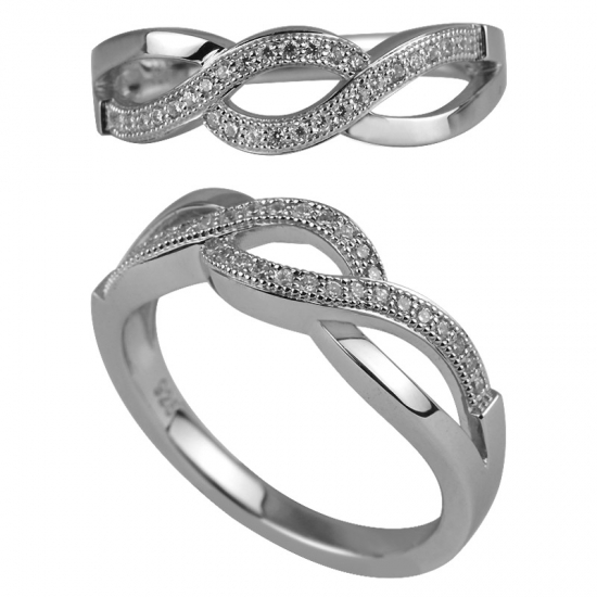 Родиевое кольцо из стерлингового серебра 925 с кубическим цирконием